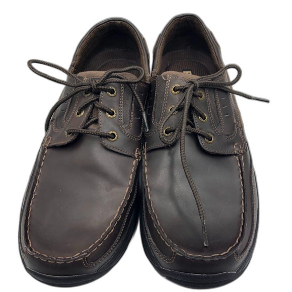 Skechers Relaxed Fit Mens Brown Leather Lace Up Casual Shoes Memory Foam Size 13 - Picture 7 of 13